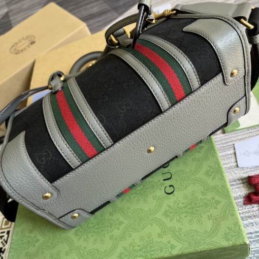 Gucci 715772灰皮 黑帆布27x18x14cm CN5 865619